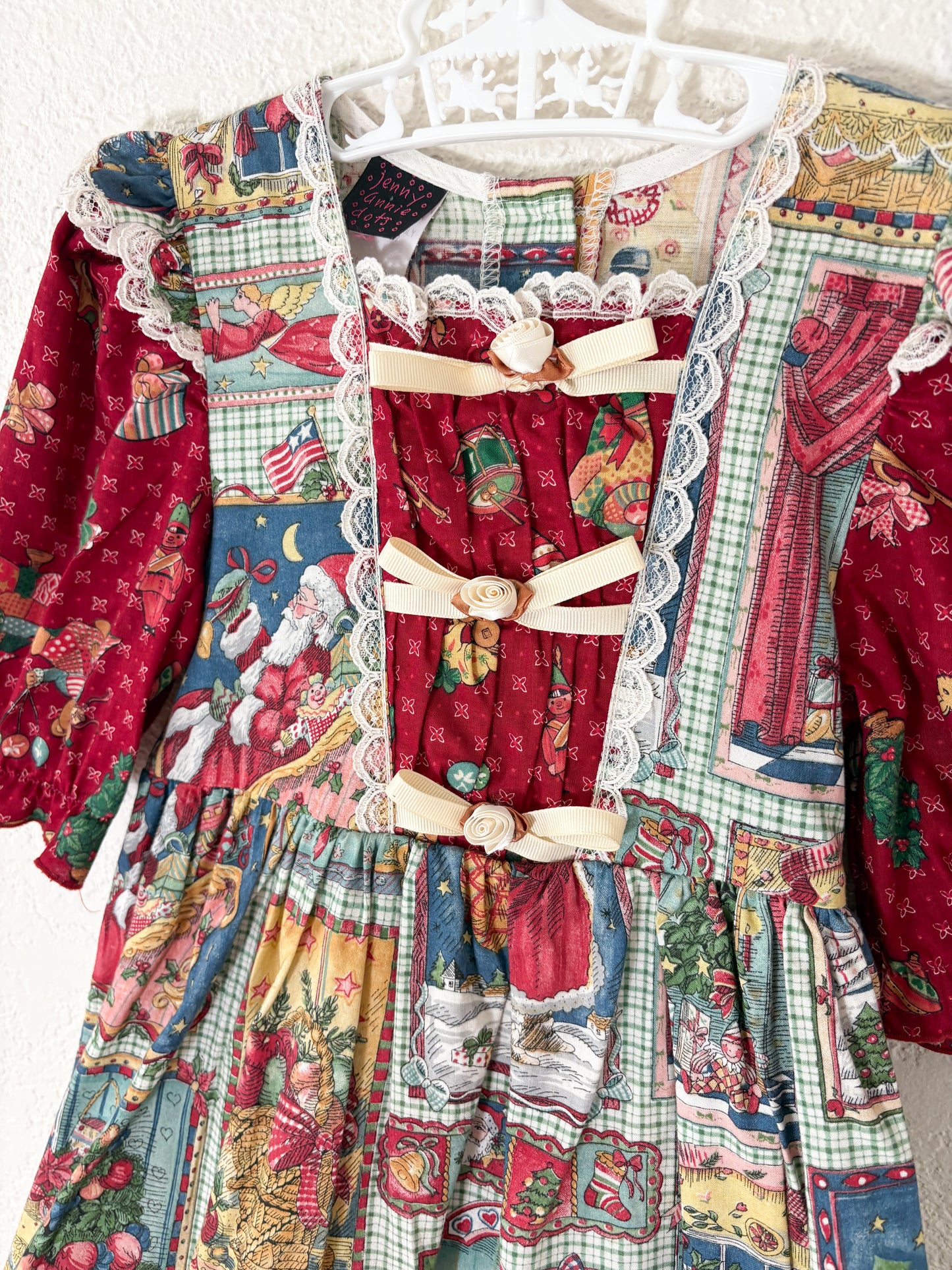 Vintage Jenny Annie Dots faux pinafore novelty print dress.