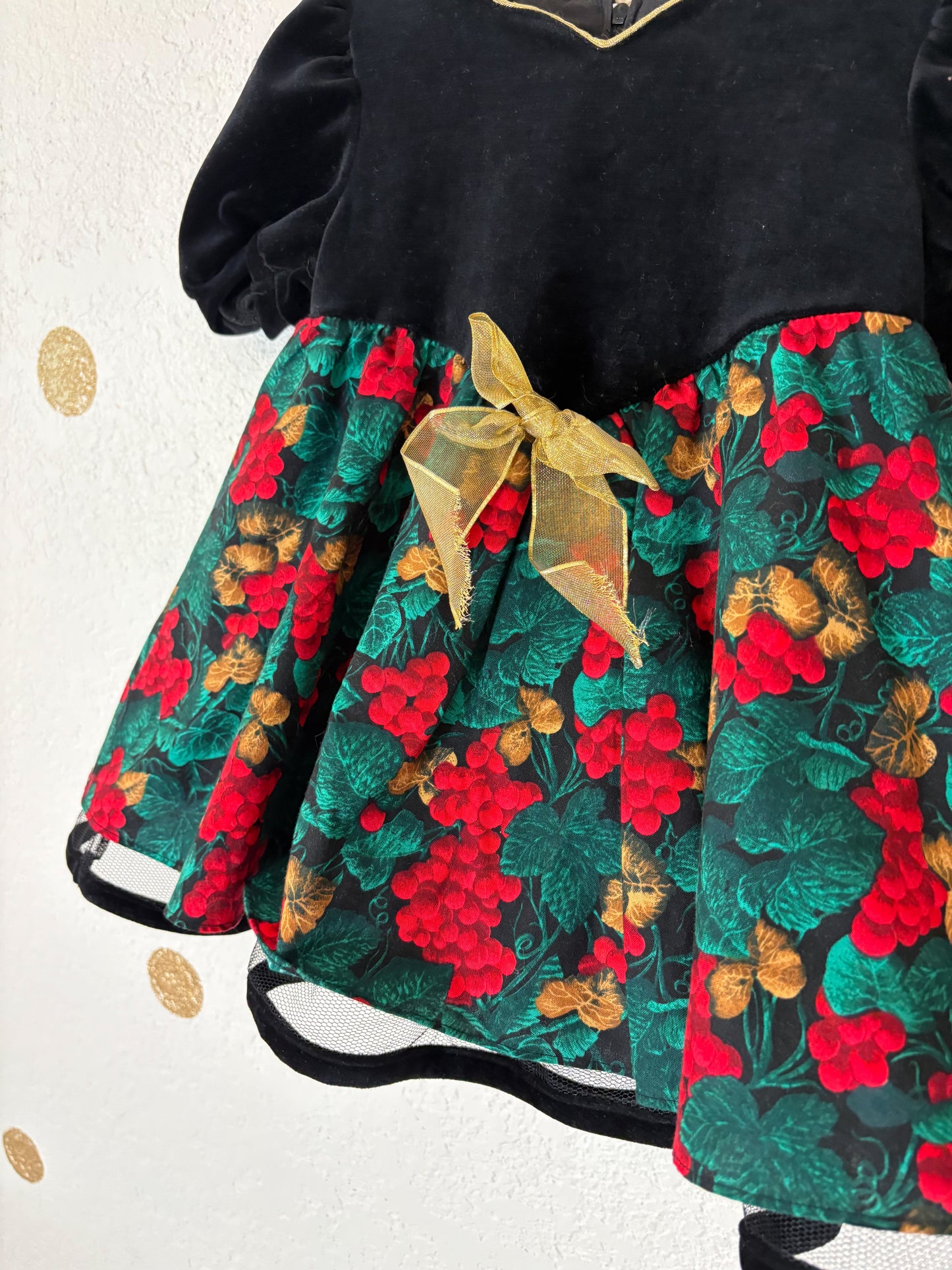 Vintage velour holiday toddler dress.