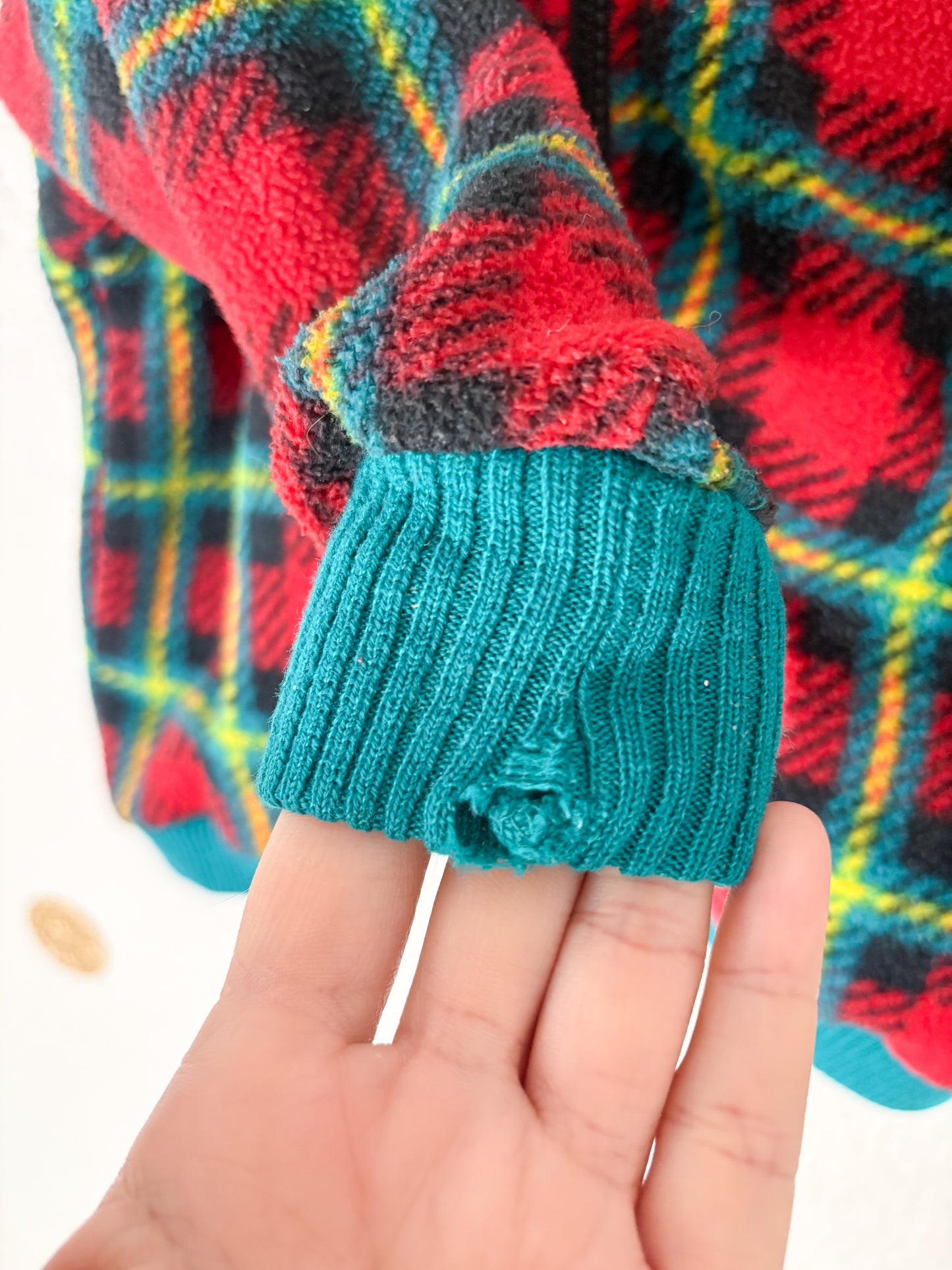 Vintage Gymboree plaid fleece hooded jacket.
