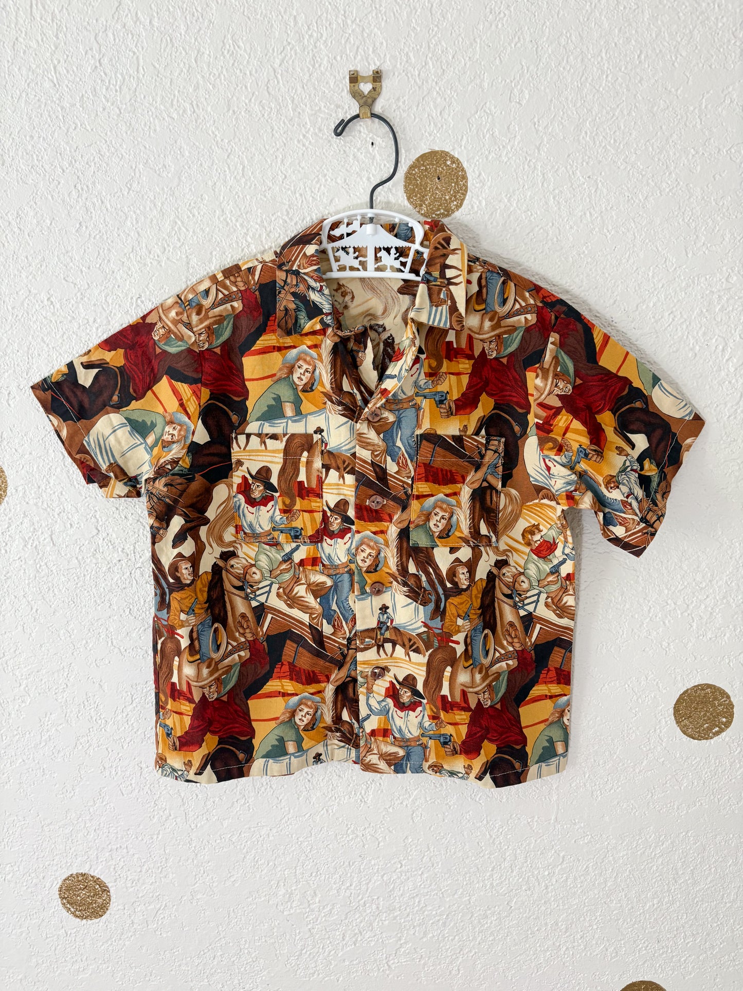 Homemade vintage? AOP cowboys button up