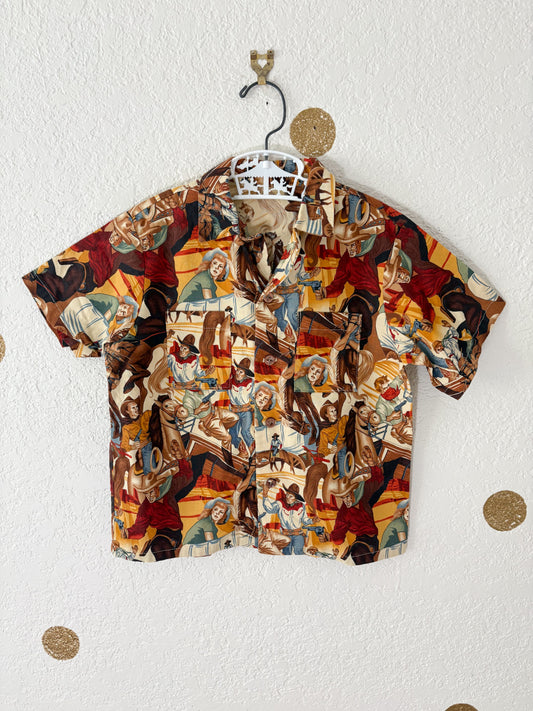 Homemade vintage? AOP cowboys button up
