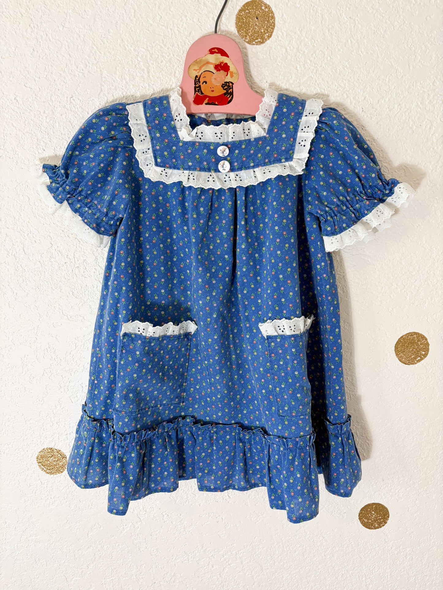 Homemade vintage dainty floral toddler dress.